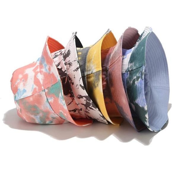 UNISEX Print Double-Side-Wear Reversible Bucket Hat  Pink Green Tie-dye - Picture 3 of 3